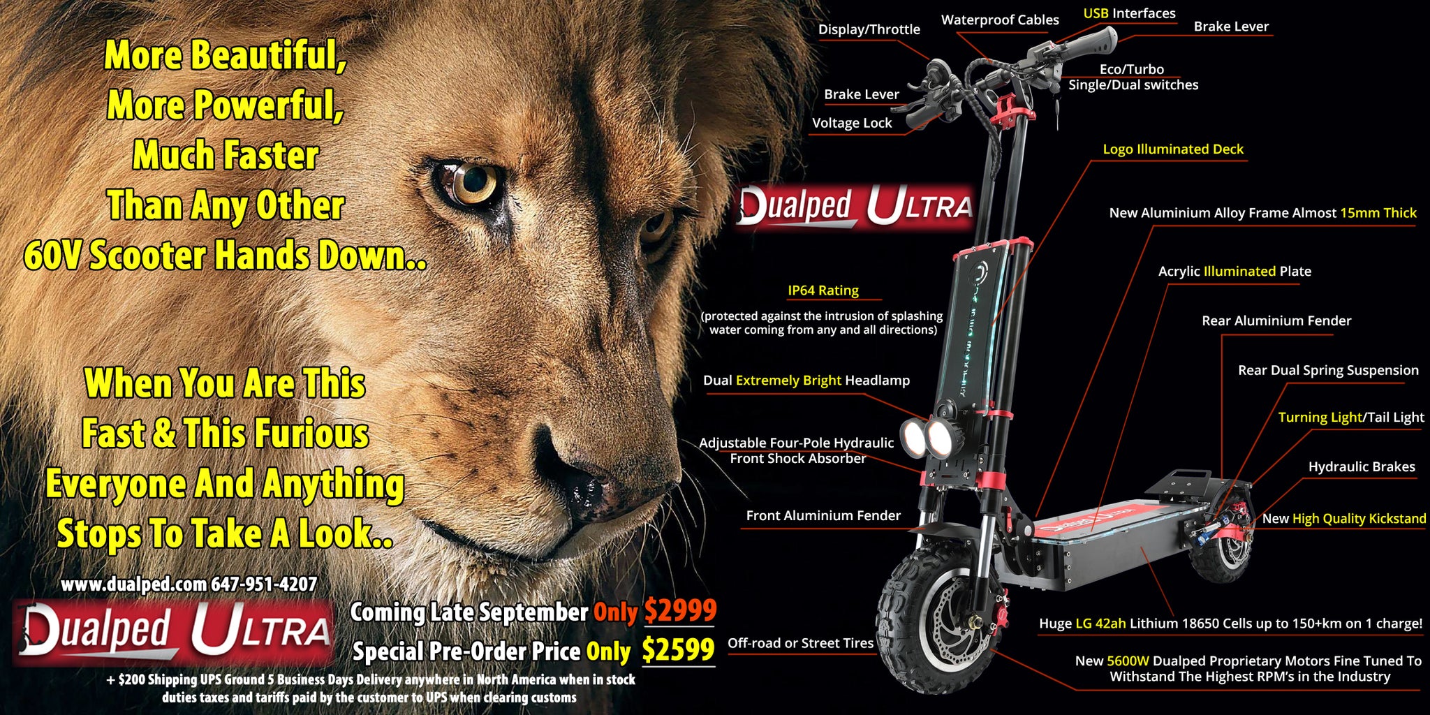 Dualped Ultra The World's Fastest 60V Electric Scooter..ONLY $1999 USD